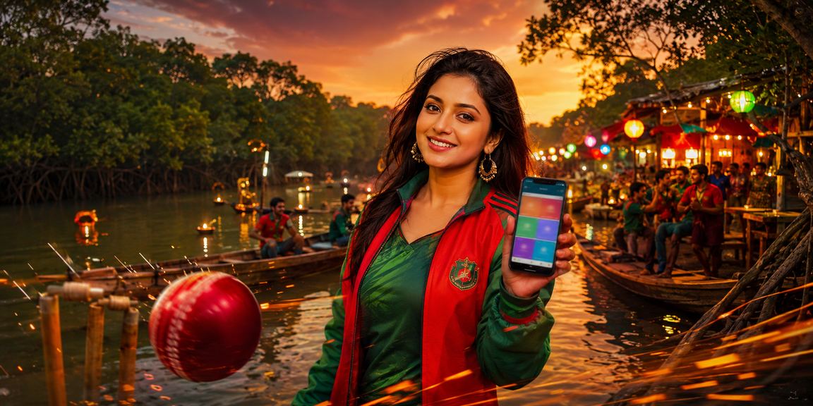 সুন্দরবন অঞ্চলে রাতের বাজারে ক্রিকেট বেটিং উপভোগ করছেন একজন খেলোয়াড়
